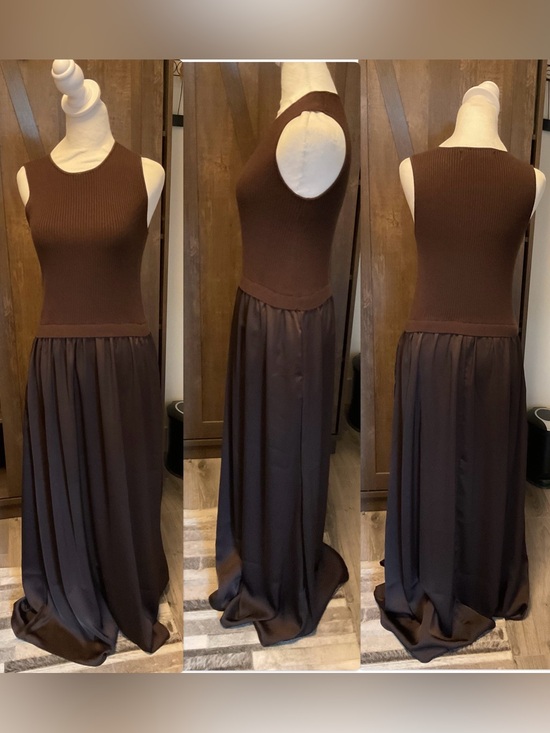 Taylor Dresses & Skirts - Taylor Maxi Chocolate 2 Fer Sleeveless Sweater Dress with Pockets.